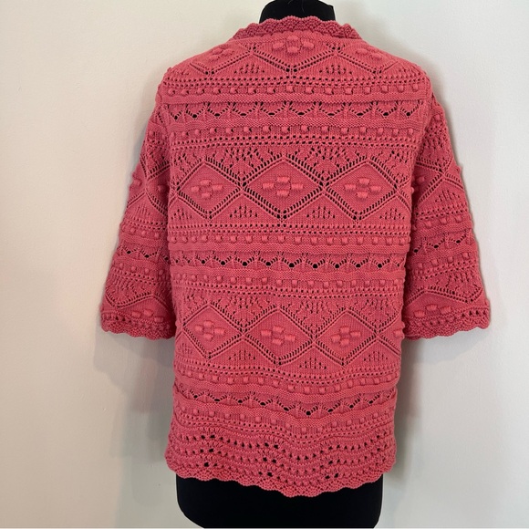 Boden Claudia Knitted Top US 12 100% Cotton Crochet Knit Dusty Rose Womens - Picture 7 of 11